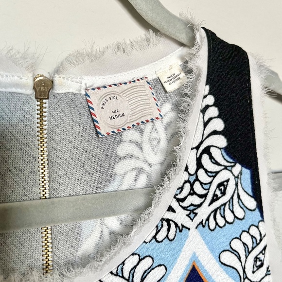 Anthropologie Postmark Anzere Mosaic Print Raw Edge Boho Tank Top Size M - Picture 2 of 9